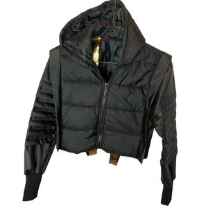 Dqmane Black Puffy Jacket with Gold Sequin Accents with Hood